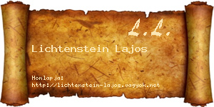 Lichtenstein Lajos névjegykártya